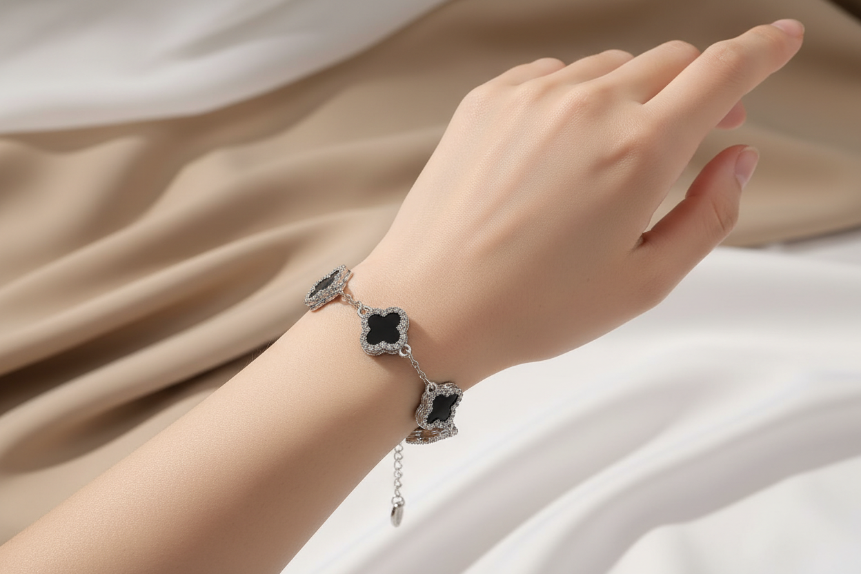 Black Clover bracelet being worn