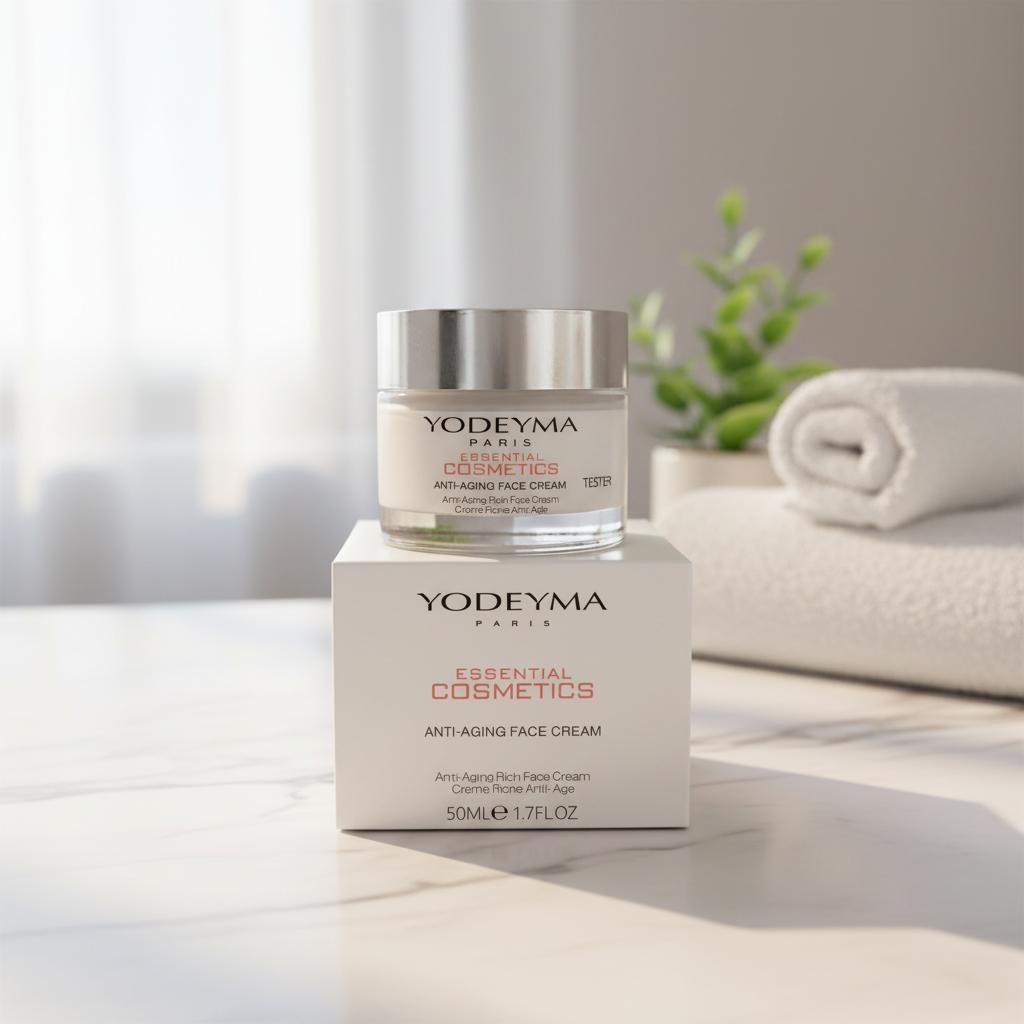 Anti-aging Face Cream zoomed in on spa background