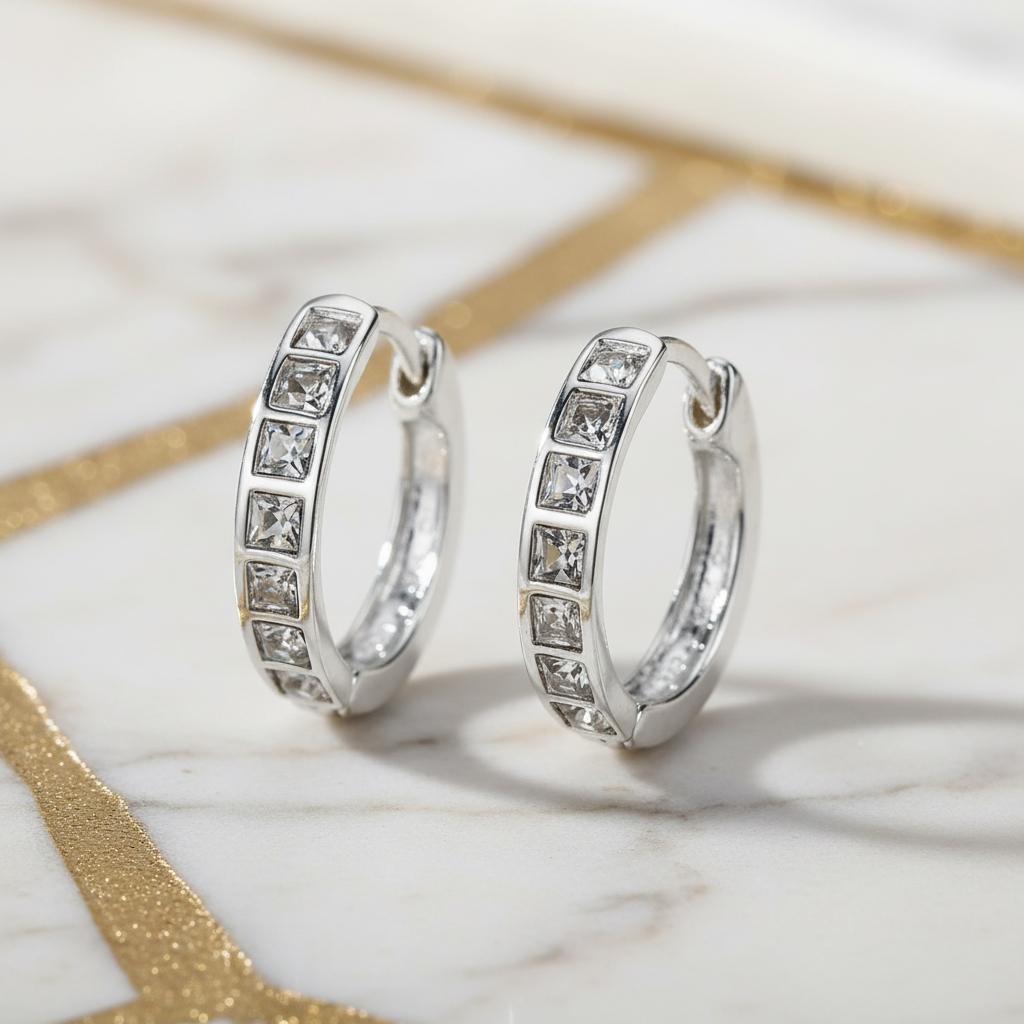 Sterling silver hoop earrings - close-up