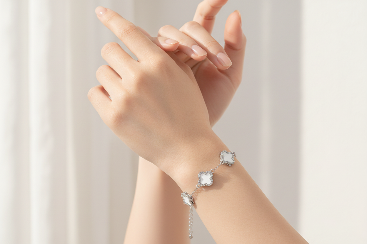 White Clover bracelet being worn